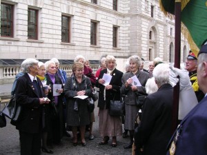 Former land girls gathering prior to the annual WLA Get-Together and march to the Cenotaph, October 2009 Source: Stuart Antrobus