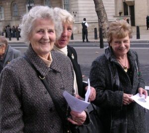 Vera, Renie and Zeita, three former land girls woh served in Bedfordshire, at the October 2009 WLA veterans Rally at Whitehall, London Source: Stuart Antrobus