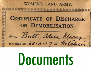 First World War Women's Land Army Archive: Documents