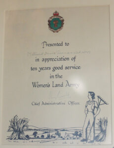 10 Years Good Service Certificate awarded to Land Girls in World War Two. Source: Gressenhall Farm and Workhouse