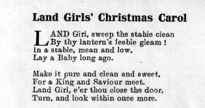 WLA WW1 December 1918 Land girl's Christmas Carol
