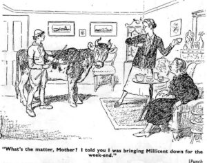 Source: This undated cartoon originally in Punch magazine, and was then included in the 1940s wartime anthology "Laughs around the Land". Courtesy of Stuart Antrobus.