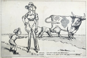 Tom Cottrell Women's Land Army Cartoon - April Fools Day Source: Catherine Procter's WLA Collection