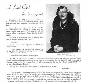 WLA Benevolent Fund postwar appeal by Lady Denham in 1946 Beds WLA Parade souvenir programme Source: Stuart Antrobus