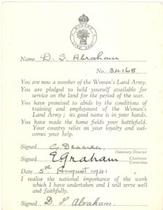 Women's Land Army Pledge Card