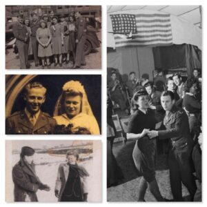 Land Girls and Men in Uniform