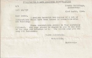 Letter sent to Dorothy in March 1944 with instructions on rat catching.