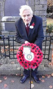 photo of Stuart with the wreath he laid at West Malling in Kent. The photo was taken in front of the War Memorial just prior to the service.