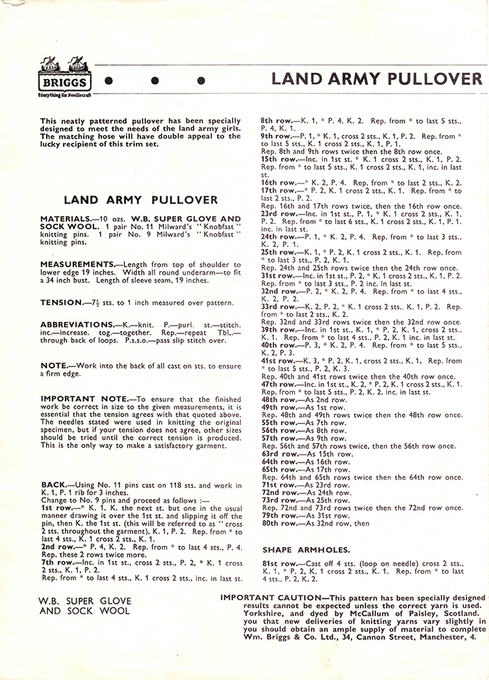 Women's Service Land Army Pull-Over and Stockings Page 5