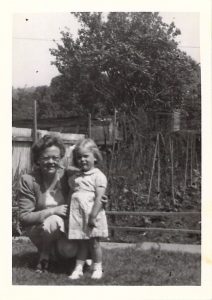 Hilda and June in the garden, at Wutton-on-Edge, 1943.