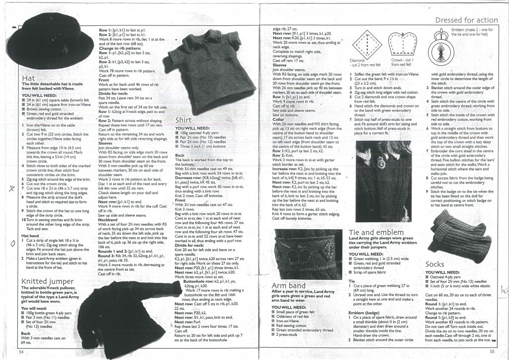 Dress Your Own Land Army Doll Knitting Pattern Page 2