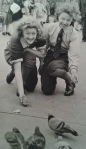 Mrs Doreen Roberts celebrating VE day with fellow Land Girl