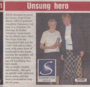 2006: Joan receiving an award for 44 yrs of voluntary work. She stopped at the beginning following a total of approx. 57yrs.